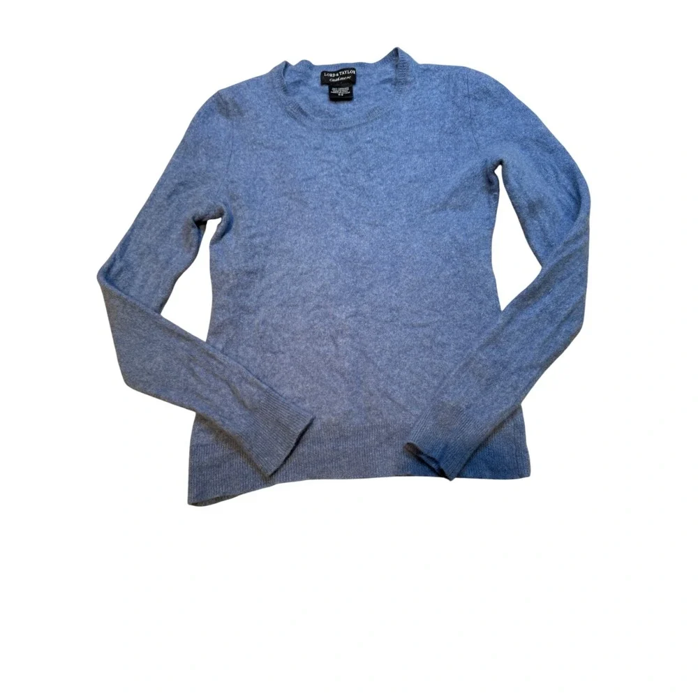 Lord Taylor Blue Cashmere Crew Neck Long Sleeve Sweater M